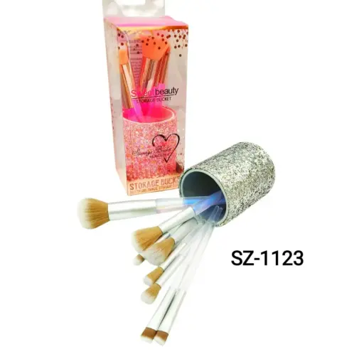 [PY-SZ-1123] set X8 brochas + vasito glitter porta pinceles