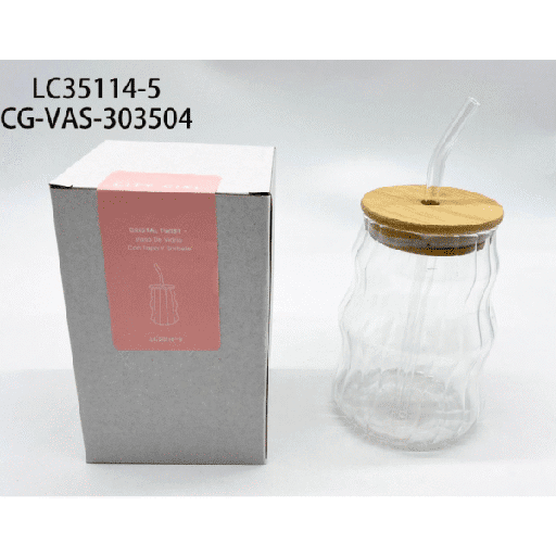 [PG-LC35114-5] vaso de vidrio con tapa y sorbete city girl – 450ml