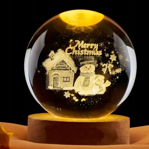 lámpara esfera de cristal navideña navidad led 6cm 