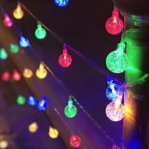 [ST-DOHULN038] guirnaldas luz multicolor esfera de cristal a pila 5mts 