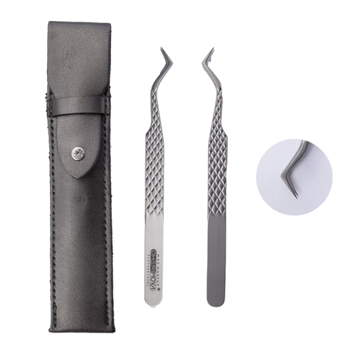 [BH005198] Pinzas titanio de pestañas CHERIMOYA___PACK X12