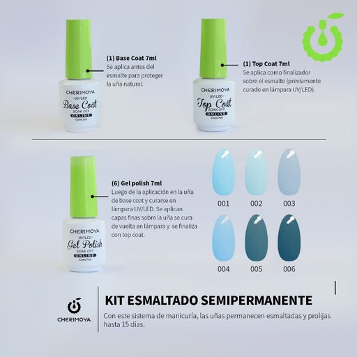 [CH029] Set X8 gel polish + base + top CHERIMOYA___PACK X12