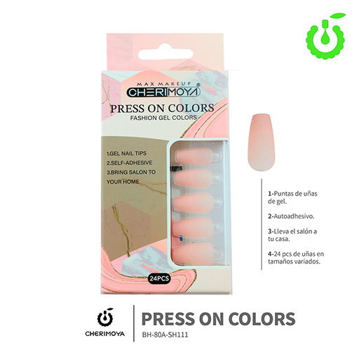 [BH-98-SH] Set X24 press on uñas autoadhesivas almendra CHERIMOYA___PACK X12
