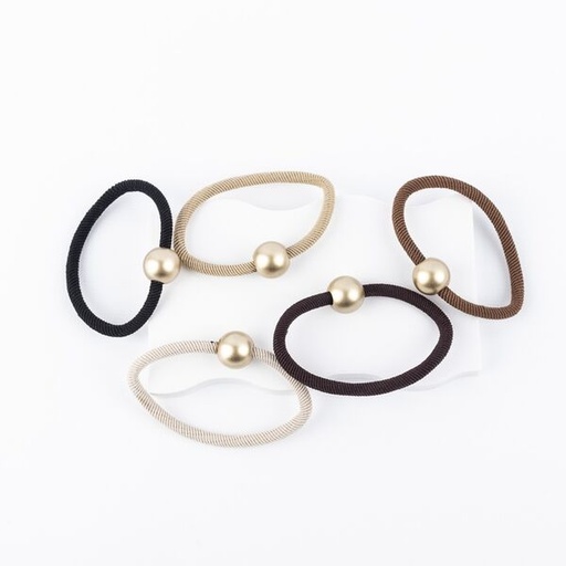 [PG-B-4110-4-Z] Colitas Para pelo cabello Marron Con Bolita Brillante x5 Unidades