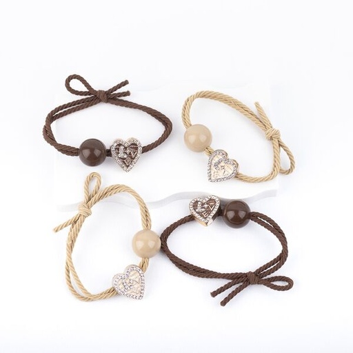 [PG-B-4110-1-Z] Colitas Para pelo cabello Marron Con Corazones x5 Unidades